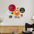 Artvibes Life Is A Journey Enjoy The Ride Decorative Round Shape MDF Wooden Wall Hanging | Quotes Decor Item | Traveller Quotes Wall Art | Wall Illustrations | Home Decor(WPS_112N), Set of 11