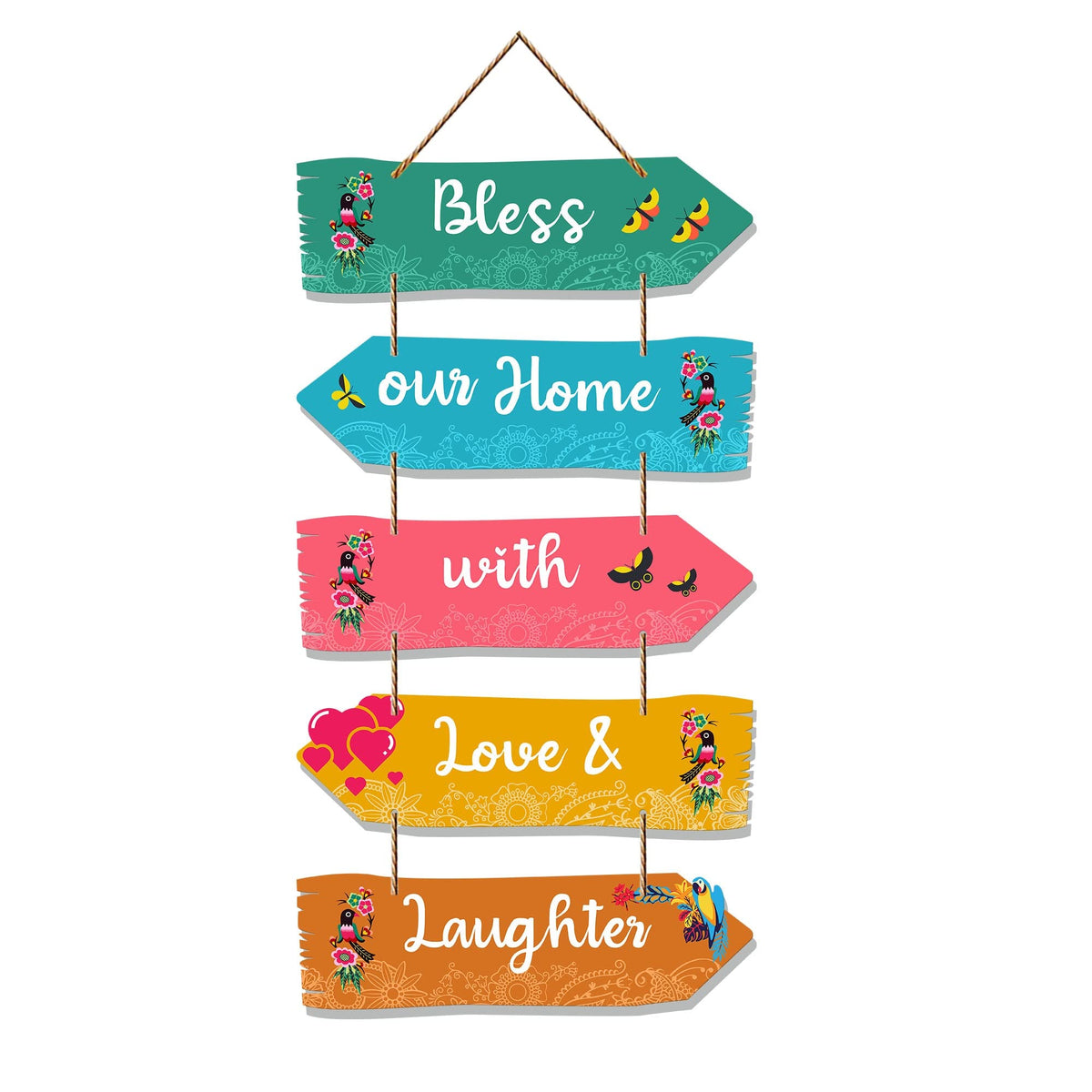 Artvibes Home Quotes Decorative Wall Art Mdf Wooden Wall Hanger For Living Room | Bedroom | Gifts | Wall Hangings For Home Decoration | Modern Decor Items | Art Painting (Wh_7303N), Set Of 5