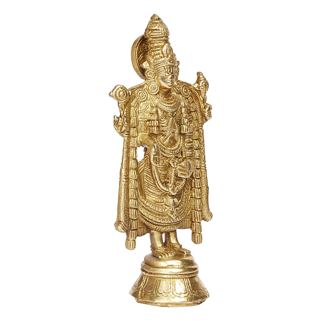 ARTVARKO Brass Tirupati Balaji Venkateshwara Idol Tirupati Balaji Statue Murti Lord Srinivasa Pooja Vastu Religious Idol for Home Office Temple Decor Gift 7 Inch.