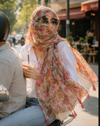 Cashish Kloset Women's Floral Printed Scarves Pack of 3 | Soft Chiffon Viscose Cotton Blend Stole for Girls & Ladies | Lightweight Tassel Dupatta Wrap for Daily, Travel & Ethnic Wear (Pack of 4)