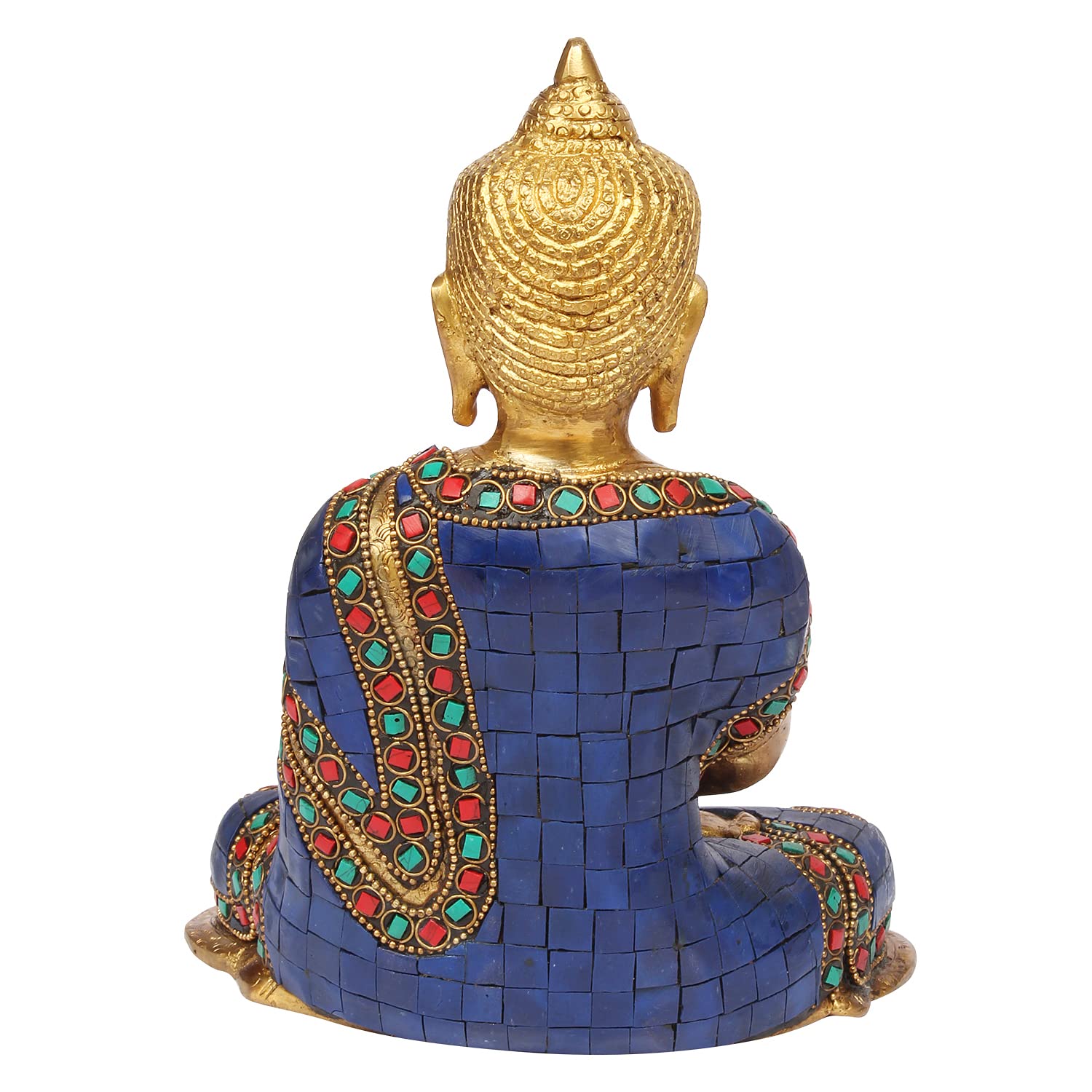 ARTVARKO Multicolor Brass Buddha Meditation/Dhyan Mudra Statue Sculpture Idol for Home Decor Vastu Feng Shui Religious Gift Good Luck Idol Table Showpiece Yoga Size 8 Inch.