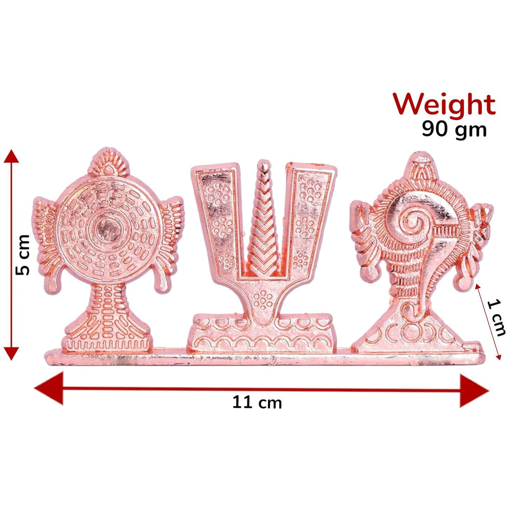 KridayKraft Tirupati Balaji Symbol Stand Shankh Chakra Tilak Copper Plating Finish Decorative for Car Dashboard Home & Office Table Showpiece Figurines,Religious Gift Idol...