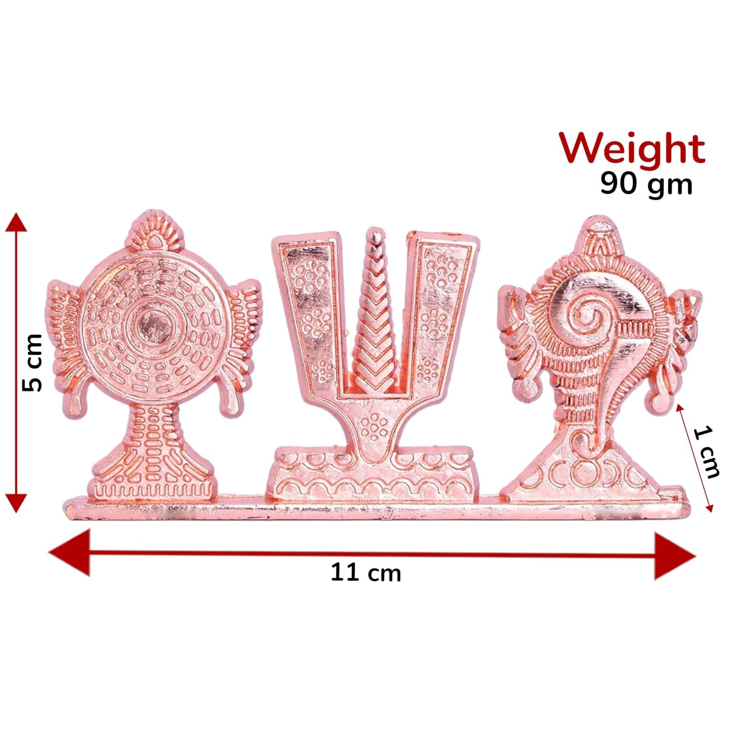 KridayKraft Tirupati Balaji Symbol Stand Shankh Chakra Tilak Copper Plating Finish Decorative for Car Dashboard Home & Office Table Showpiece Figurines,Religious Gift Idol...