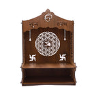 SHIV FURNITURE Mangal Beautiful Wooden Pooja Stand for Home, Temple, Office, Wall Mounted Puja Mandir (Brown)