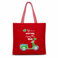cantainoo Tote Bags | 300 GSM Canvas Tote Bag for Women | Tote Bags for Women | College, Shopping, Office & Everyday Carry Bag (Journey Ride-Red, Medium Pack of 1)