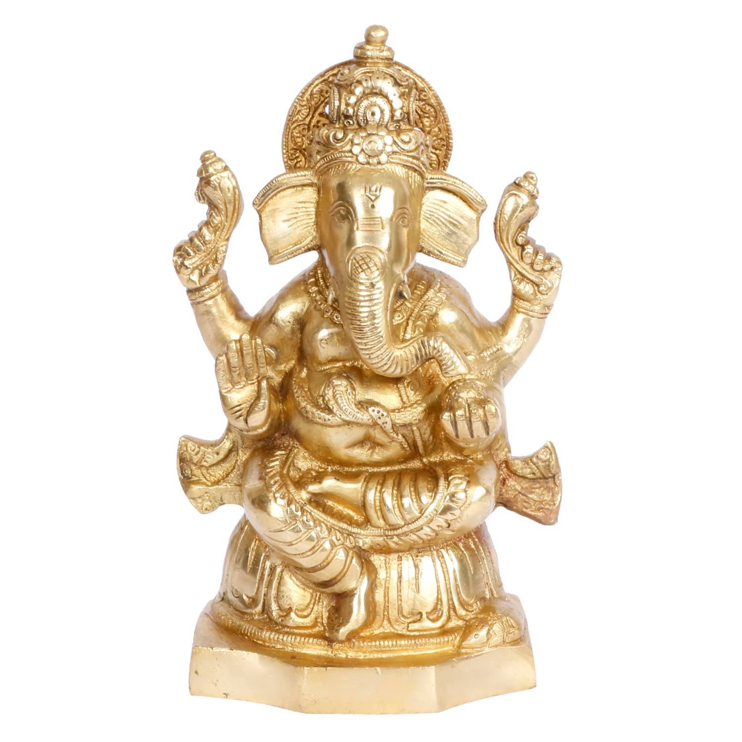 ARTVARKO Brass Ganesha Idol Statue Murti Lord Ganesh Ganpati Idols for Home Entrance Decor Pooja Room Temple Mandir Diwali Decoration Gifts 7.5 Inch