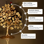 Reiki Crystal Products Brass Kalpavriksha Tree | Handmade Brass Wish-Fulfilling Tree for Home, Office & Temple Décor | 17 cm | 450–500 Gram | Feng Shui, Vastu & Spiritual Decorative Showpiece