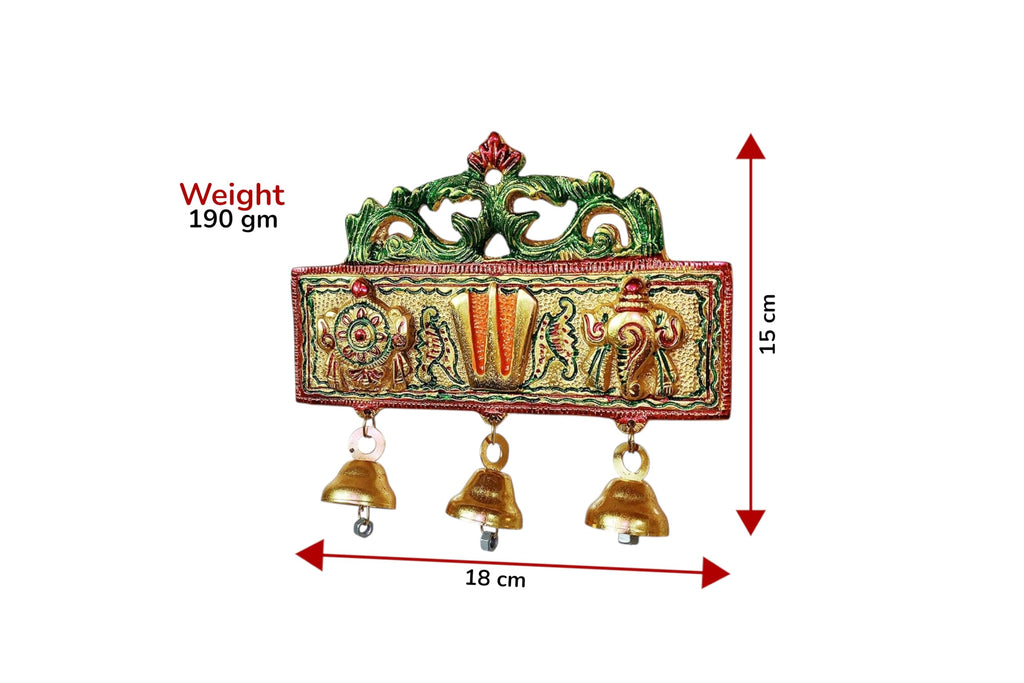 KridayKraft Tirupati Door Hanging Shankh Chakra Namah Latkan Meenkari Decorative for Home,Office & Room,Also Gift for House Warming