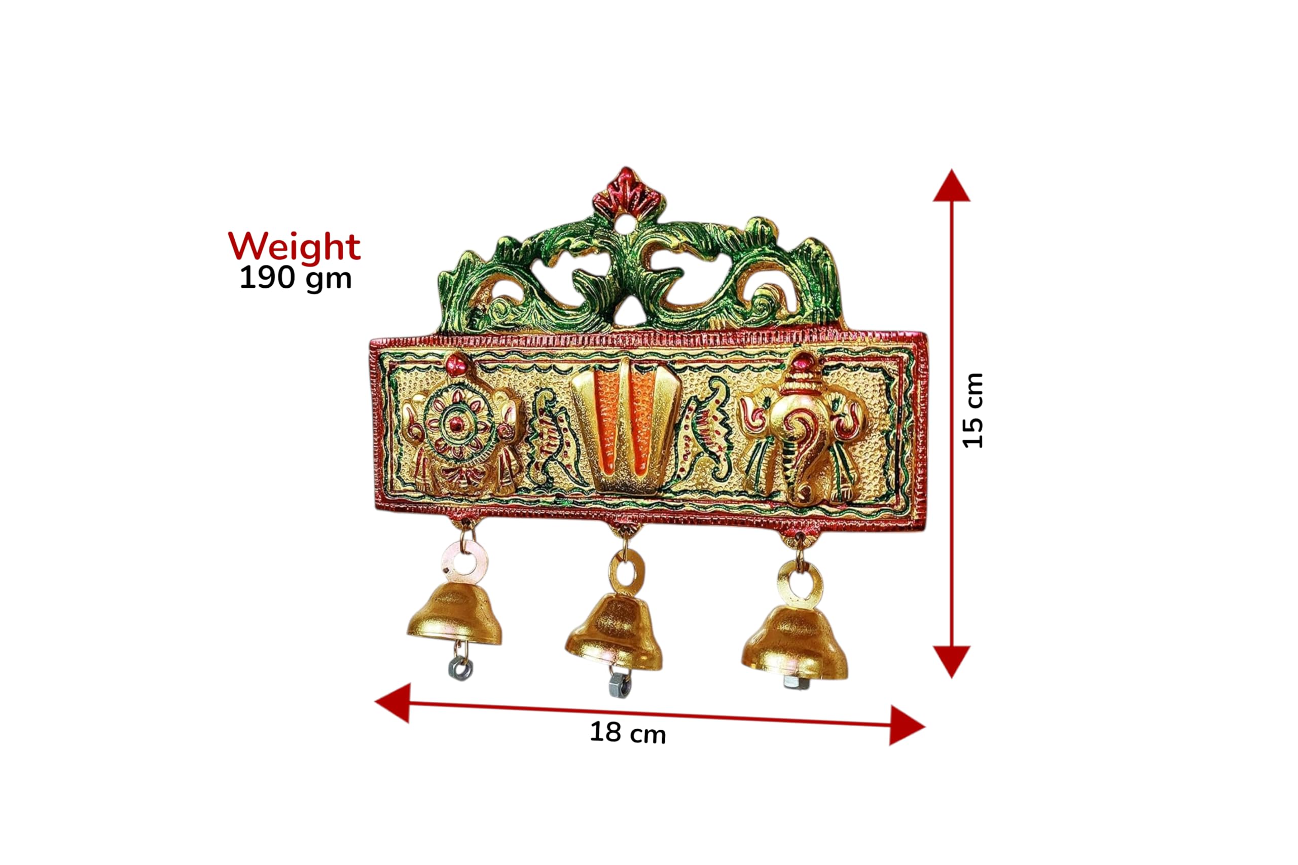 KridayKraft Tirupati Door Hanging Shankh Chakra Namah Latkan Meenkari Decorative for Home,Office & Room,Also Gift for House Warming