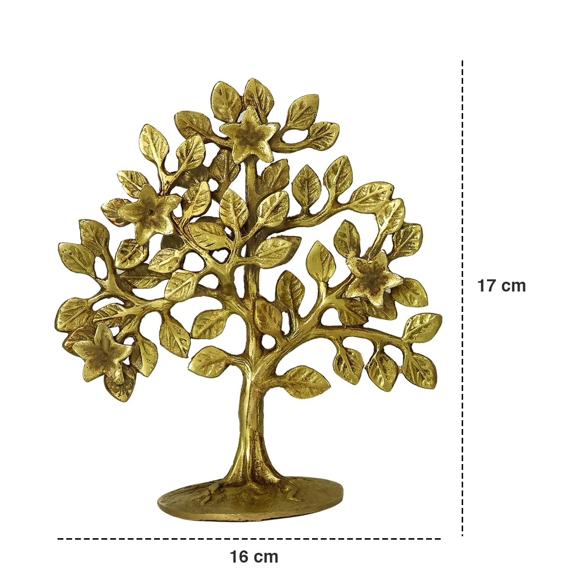 Reiki Crystal Products Brass Kalpavriksha Tree | Handmade Brass Wish-Fulfilling Tree for Home, Office & Temple Décor | 17 cm | 450–500 Gram | Feng Shui, Vastu & Spiritual Decorative Showpiece