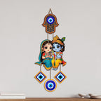 Artvibes Divine Radha Krishna Evil Eye Wall Hanging for Home Entrance Door Decor | Nazar Battu Protection Hanging for Living Room Bedroom Temple Office | Lucky Charm Decorative Gift (WH_8580N)