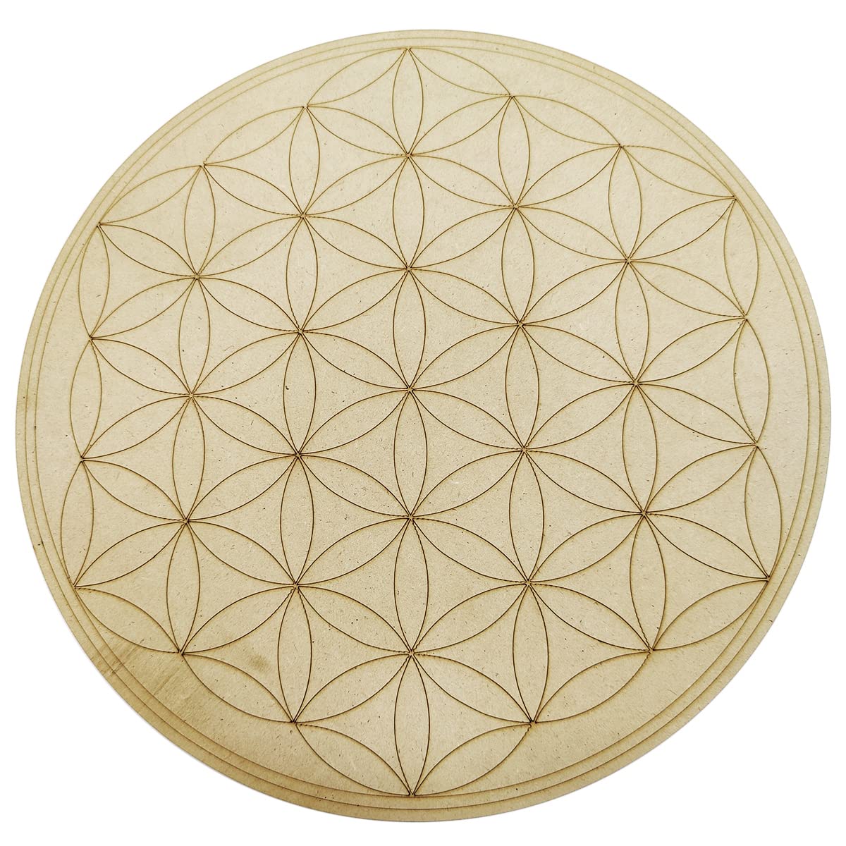 Shubhanjali Crystal Grid Plate Flower of Life Sacred Geometry Healing,Wooden Crystal Grid (12 inch)