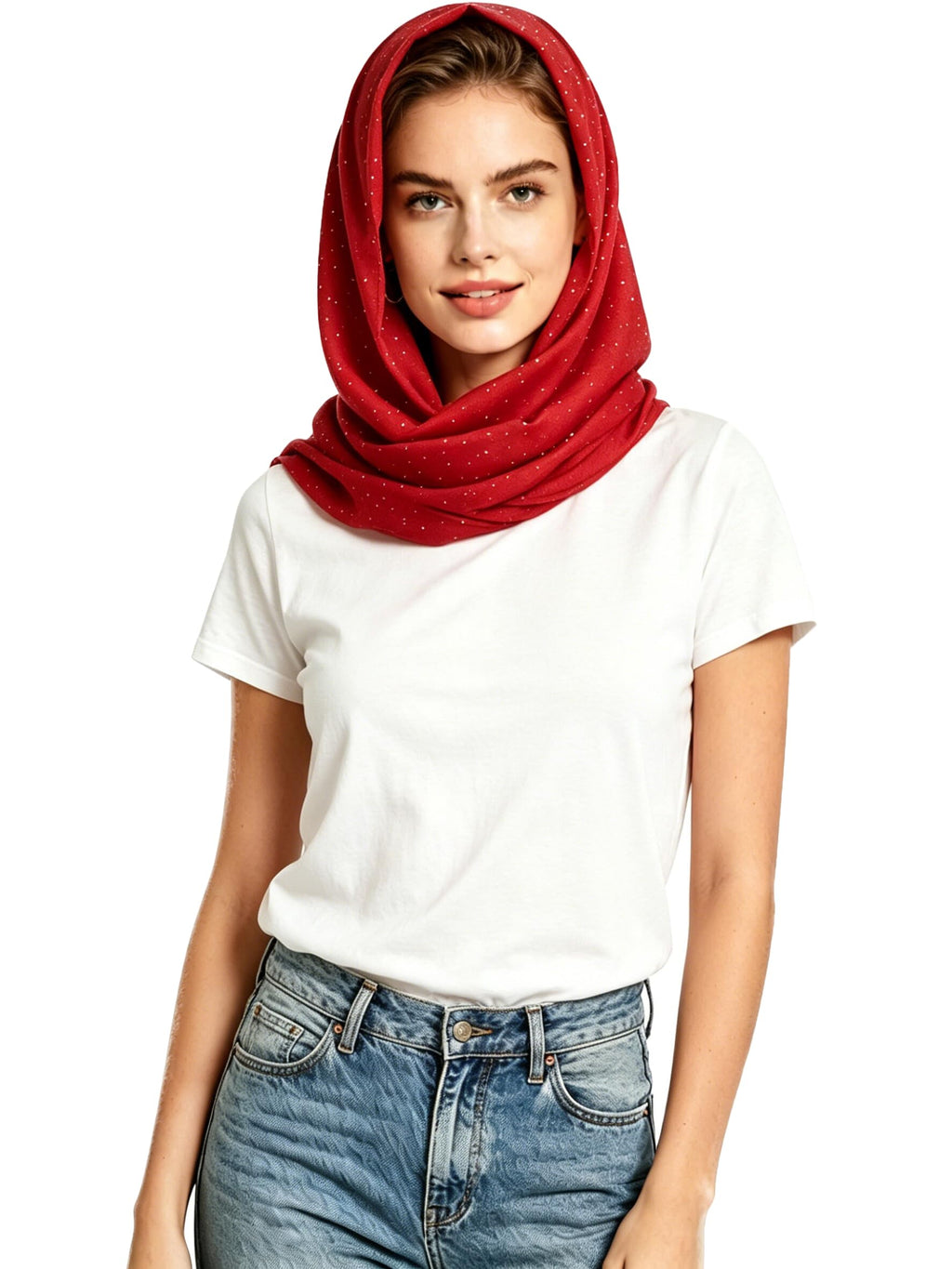 Lina & Lily Solid Shimmer Sparkle Glitters Sheer Maxi Shawl Head Scarf Hijab (#29 RED)
