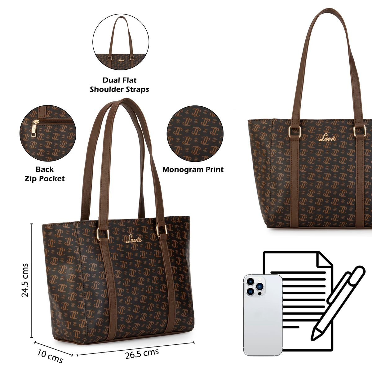 Lavie Women's Betula Tote Handbag | Ladies Purse Handbag | Bag for Women | Rakhi Gift for Sister