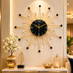 Mahira Artefacts Luxury Gold Sunburst Metal Wall Clock
