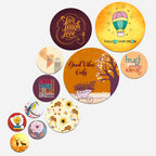 Artvibes Life Is A Crazy Ride Decorative Round Shape MDF Wooden Wall Hanging | Quotes Decor Item | Traveller Quotes Wall Art | Wall Poster | Home Decor | Unique Gift (WPS_115N), Set of 11