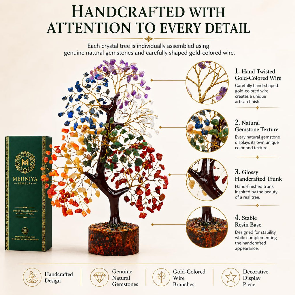 7 Chakra Crystal Tree of Life for Home Office Decor & Positive Energy