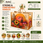 SHIBUI Big Heavy Duty Large Eco Waterproof Cotton Canvas Cloth Grocery Shopping Bag for Men Ladies Vegetable Milk Fruits with Hand Carry Handle Lunch Box Jhola Tote Bags (1, Flower Print)
