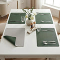Upaado Premium Double-Sided PU Leather Placemats Set of 4 | Reversible Dark Green & Grey Table Mats | Waterproof Heat Resistant Dining Table Mats | Easy to Clean Non-Slip Placemats |45 x 30 cm Kafalo