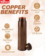 viDixn 100% Pure Copper Water Bottle 950ml – Ayurvedic Leak-Proof Copper Bottle for Drinking Water – Handcrafted Mandala Design – BPA-Free & Eco-Friendly – Improves Immunity & Digestion (Cofy_Tower)
