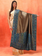Pashmoda Women Zarvash Fine Wool Kaani Shawl, Authentic Kashmiri Luxury Pashmina Style Shawl, Stole, Medium Gents Lohi, Size (40x80 Inches, Blue Color) MZSS06