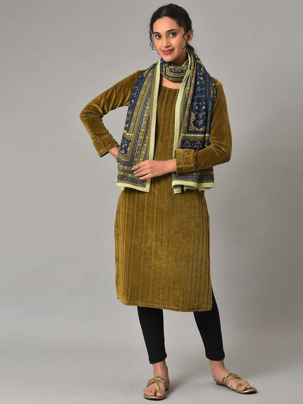 Aurelia Blue Yarn Dyed Shawl for Women (Size: Free Size)-24NOA80053-703477