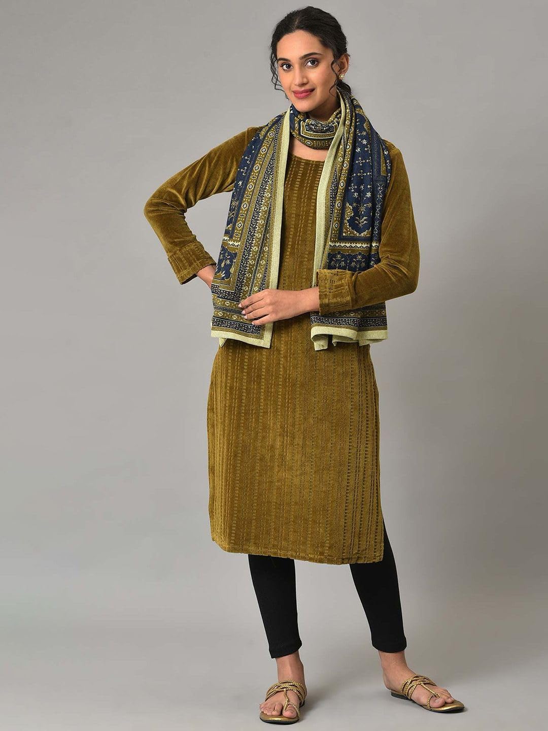 Aurelia Blue Yarn Dyed Shawl for Women (Size: Free Size)-24NOA80053-703477