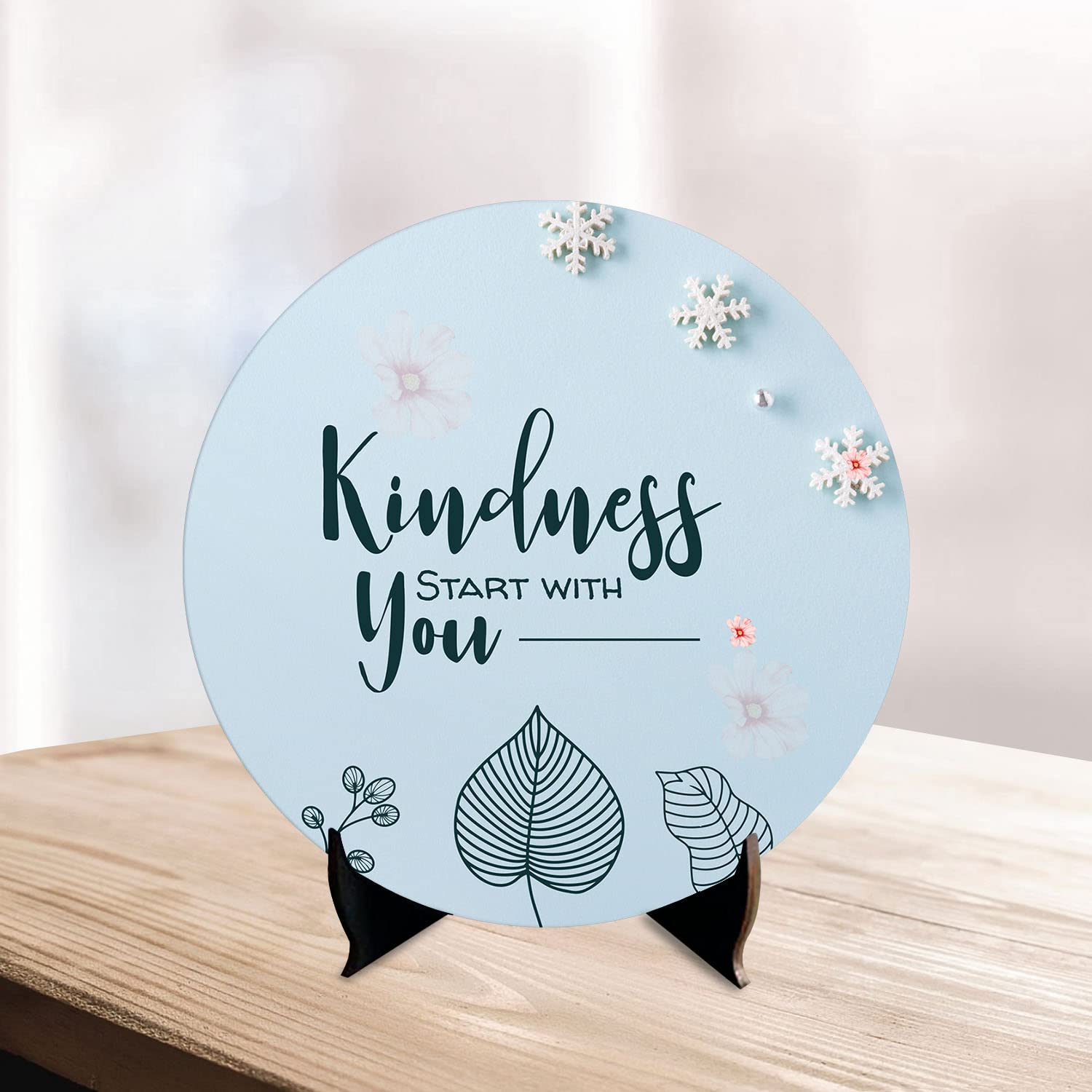 Artvibes Showpiece Idols and Figurines for Home and Office Decor|Wooden Stylish Quotes Kindness Start with You Table|Desk|Livingroom|Modern Art Design Motivational Show Piece(Sp_1214)
