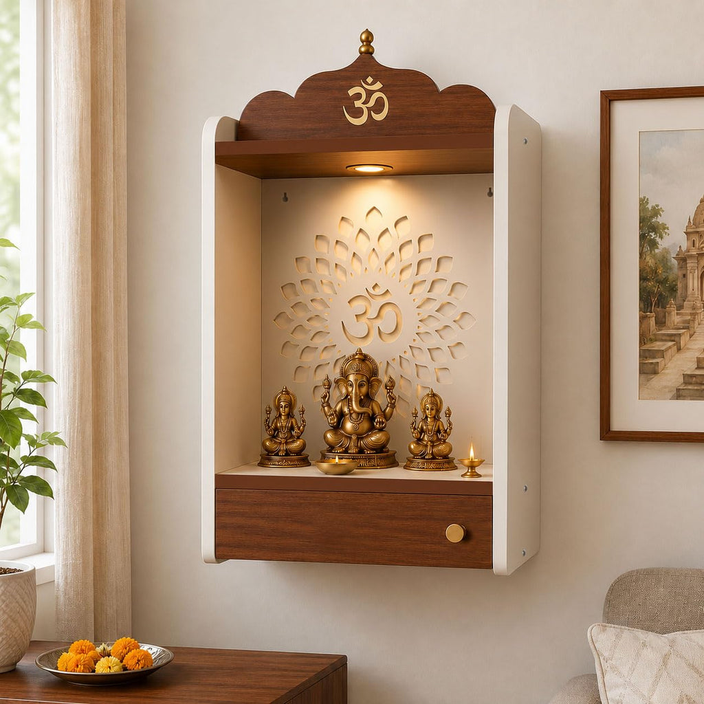 Crosscut Wooden wall Hanging mandir, Temple for Home and Office Pooja