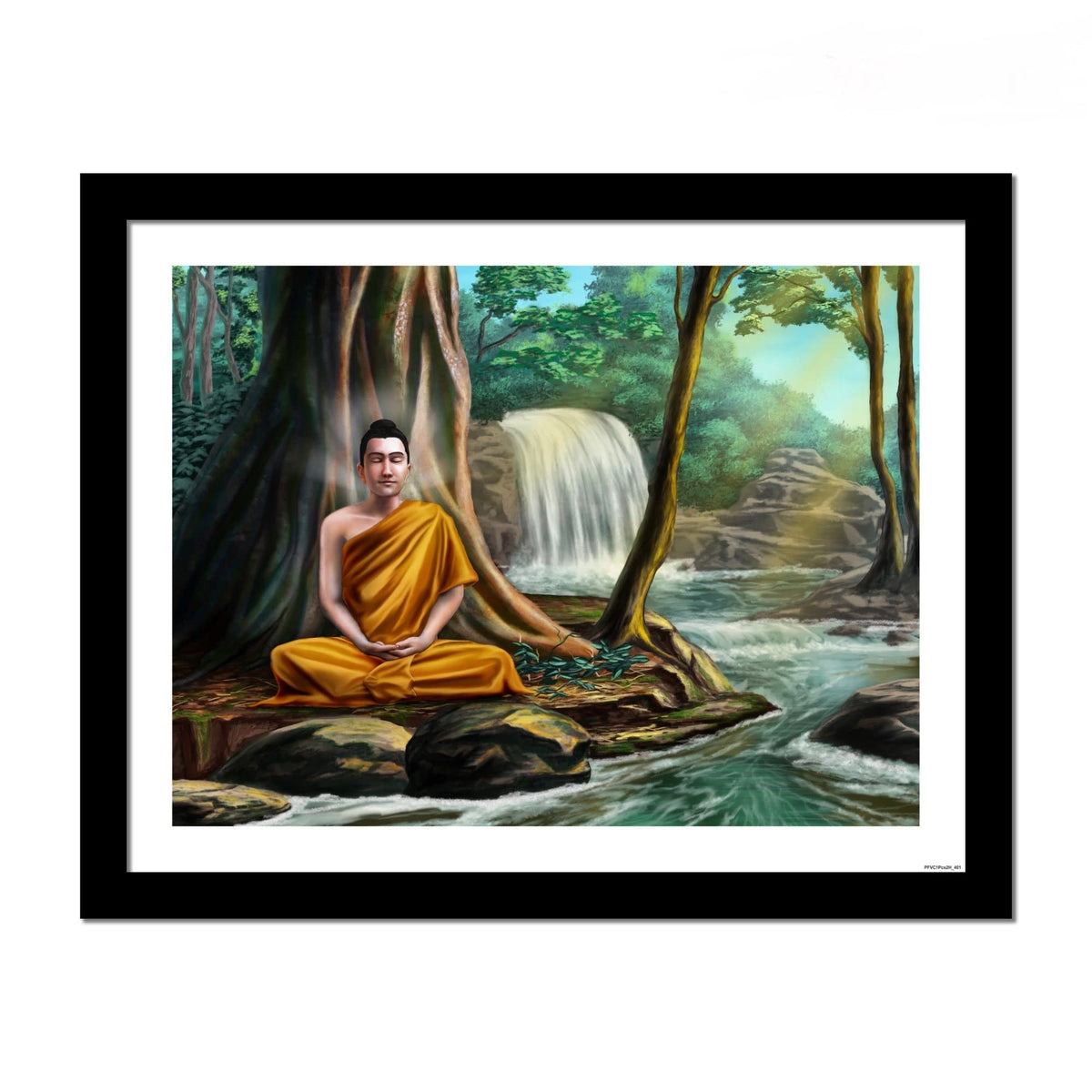 VIBECRAFTS Premium Wall Frame Painting of Peaceful God Buddha Digital Reprint Posters with Synthetic Wooden Frame Home, Office Decorative Gift Item(15 inch x 12 inch)(PFVC1Pcs2H_401)
