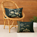 STITCHNEST Satin Cushion Covers with, Lotus & Gold Detailing – 12x18 Inch Decorative Pack of 2 for Living Room, Drawing Room, or Modern Ethnic Home Decor