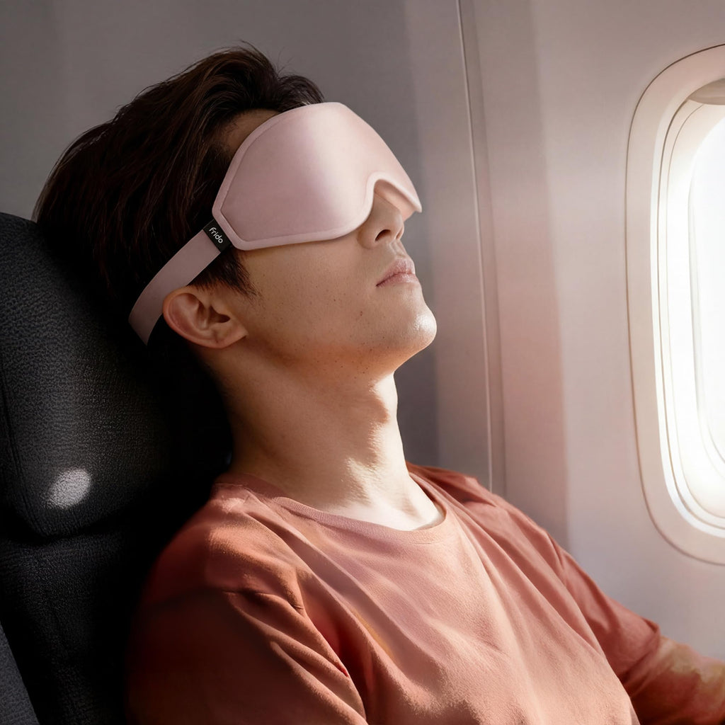 Travel Neck Pillow Set with Eye Mask, Black, U-Shape, Velvet, Premium Fiber Fill, for Flights and Road Trips, Button Closer, (Black)