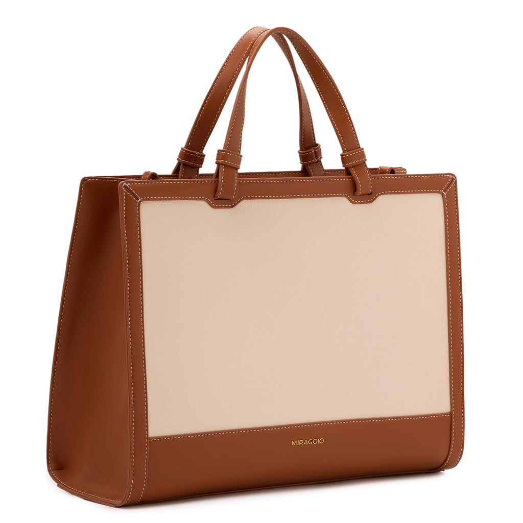Miraggio Rebecca Tote Bag | Fits Upto 14 Inches Laptop With Adjustable & Detachable Strap | Office Tote Bag For Women Big Totes For Work & Travel (Ivory)