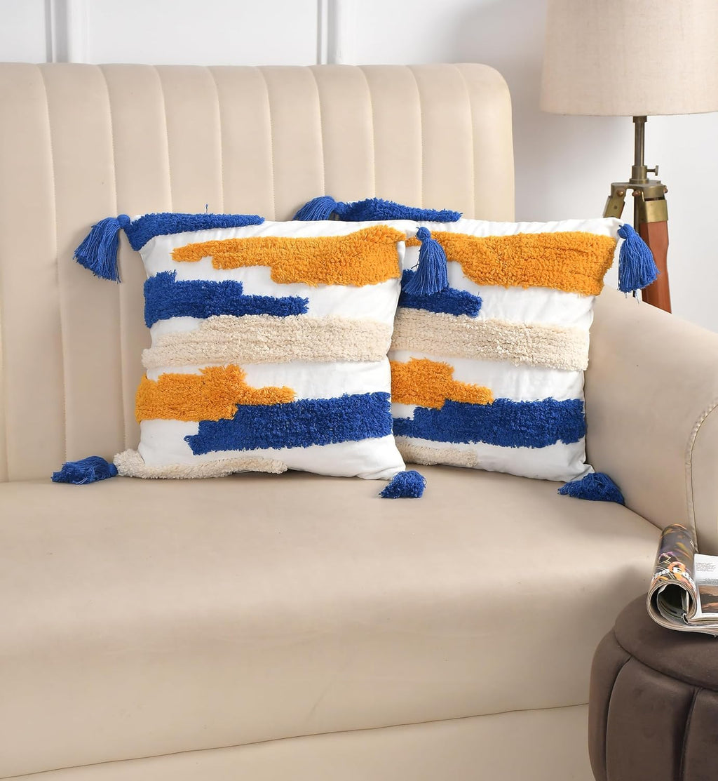Furnistitchs Premium Decorative Throw Cushion Pillow Cover Boho Home Decor - Living Room Bedroom Couch Sofa Cushion Covers 16 inch x 16 inch (1, Multi Abstract)