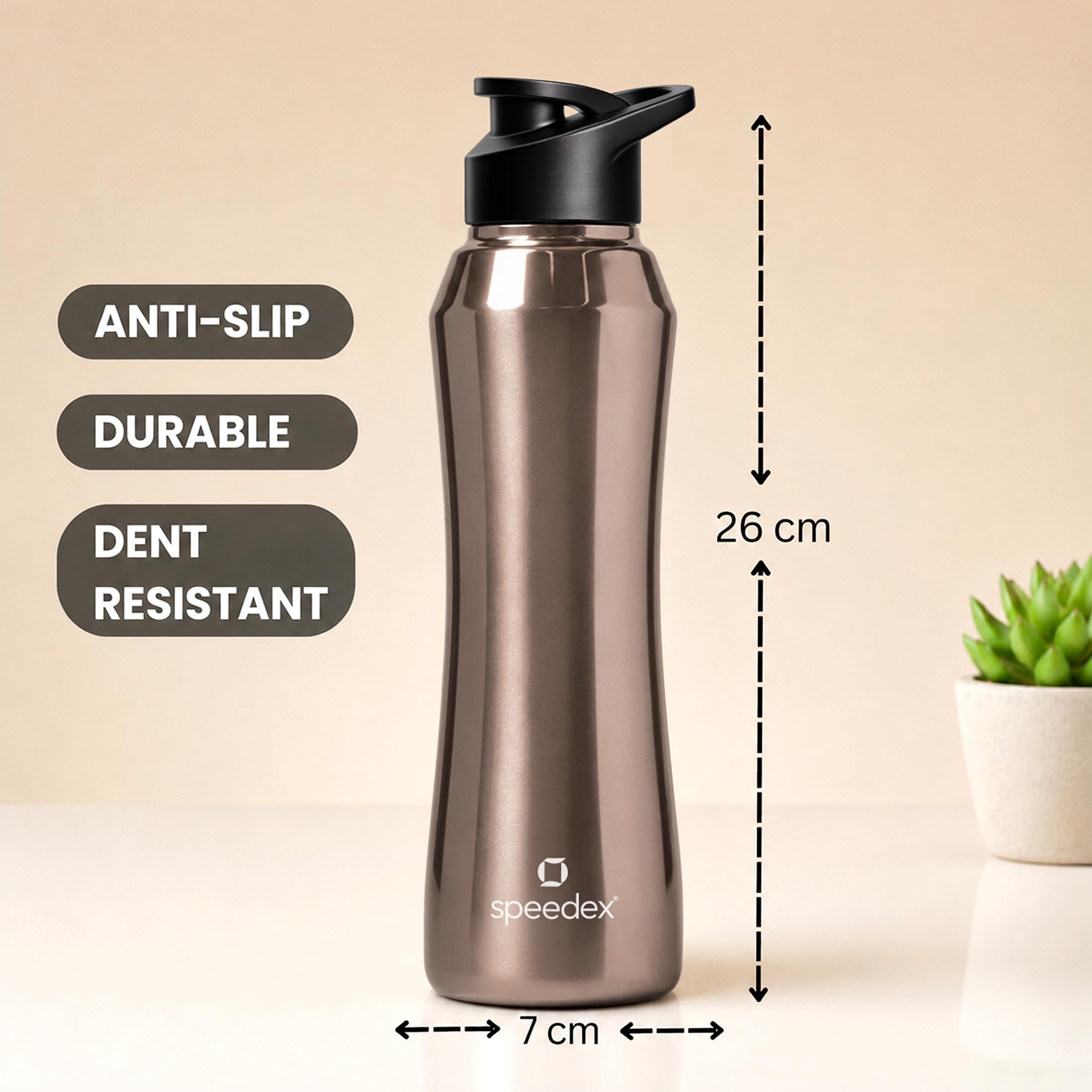 Speedex Stainless Steel Water Bottle 1 Ltr, 1000 ml Metal Bottle For Daily, Office, School, Gym, Travel Use for Men, Women, Kids, Adults-Leak Proof Sipper Cap, BIS Approved, Copper Gold, Set of 2