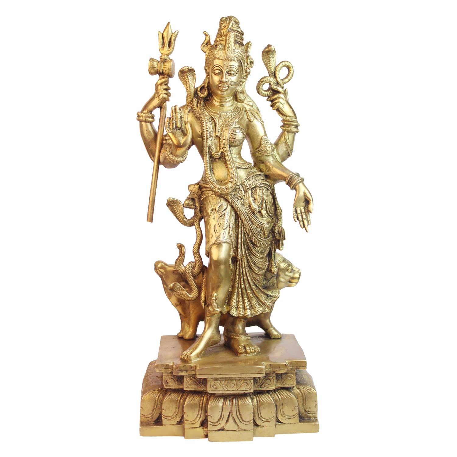 ARTVARKO Brass Big Size Ardhanarishvara Ardhnarishwar (Half Shiva & Parvati) | Ardhnari | Shiv Parvati Double Avatar | Shiv Parvati Idol 18 Inches