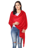 MUFFLY Fine Blended Ultra Soft & Warm Wool Silk Unisex Pashmina Shawl, Stole & Wrap with Hanger (Red)