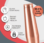 MILTON Copper Crown 1100 Water Bottle, Set of 2, 950 ml Each, Copper | 100% Leak Proof | Office, Home,Travel