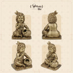 Shilpkala 2.3 Inch Makhan Chor Brass Idol | Brass Krishna Murti for Home Temple, Office Desk & Living Room Decor | Gift for Housewarming & Festivals (Coffee Antique Finish)