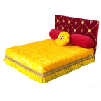 Laddu Gopal Bed Wooden with Blanket and Pillows (Yellow and Maroon) / Thakur Ji Bed/Krishna Ji/Singhasan Super Soft Kanha