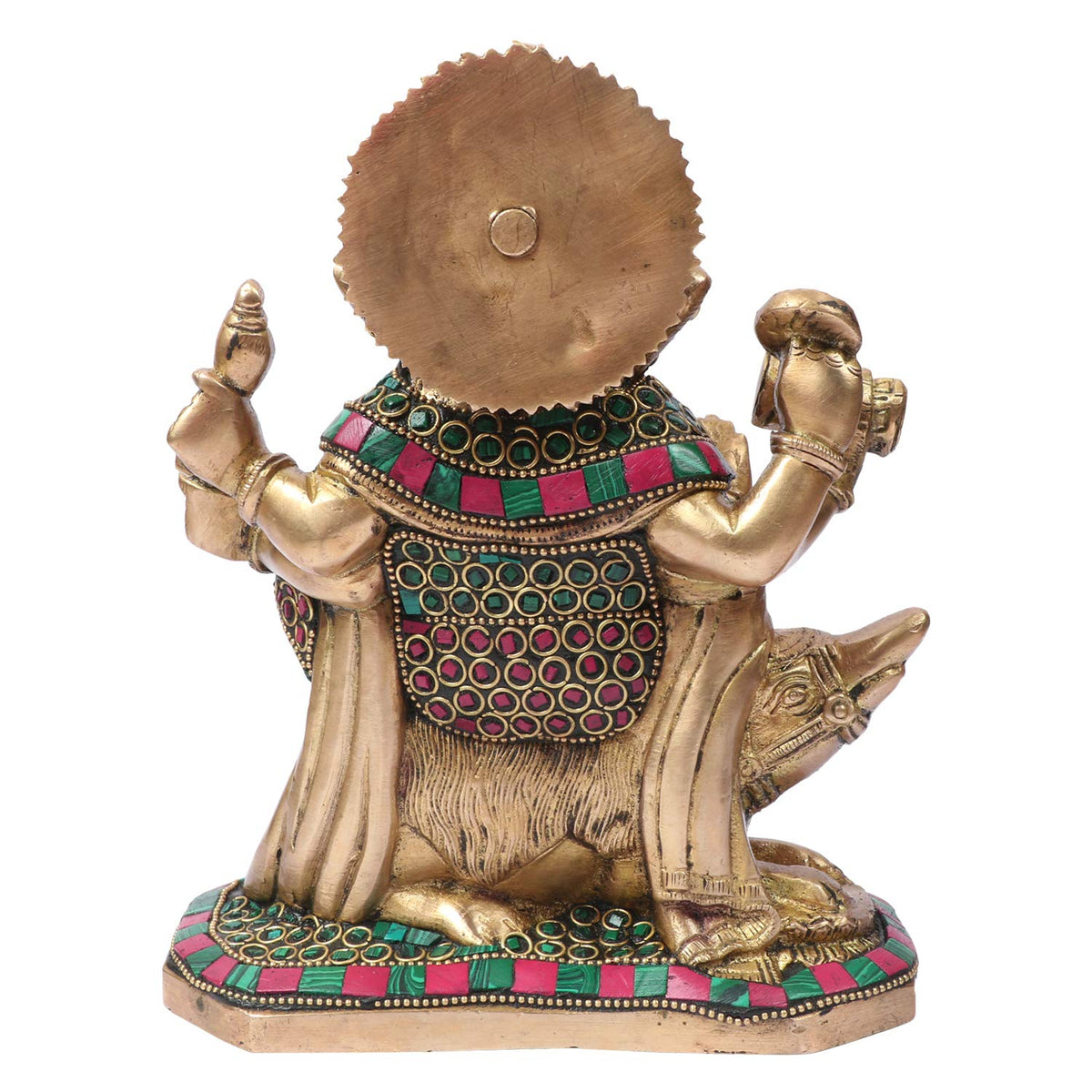 SVARUP Brass Ganesha Idol for Home Decoration Ganpati Statue Murti for Gift Height 8 Inch Weight 2.7 Kg Color Multicolor