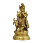 SVARUP Brass Krishna Bhagwan Idol with Gau MATA in Gold Color Height 4.5 Inch