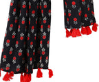 Ravaiyaa - Attitude is everything Hand Block Printed Cotton Long Stole Hijab Neck Wrap Scarf With Tassel 71 X 21 Inch (Black Floral)
