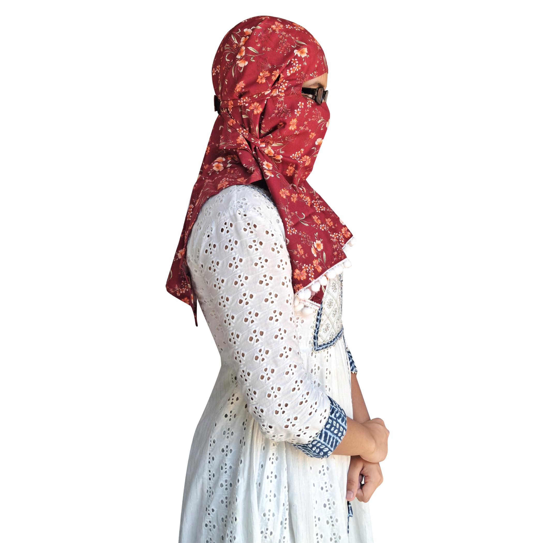 Switchon Scarf Hijab Rayon Printed fancy scarf for women Size Adjustable -Hook loop tape (Multicolor3)