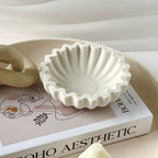 Kittycat® Handmade Aesthetic Fluted Trinket Tray Bowl | Minimalist Jewellery & Ring Holder | Multipurpose Candle Jar, Soap Dish & Vanity Organizer | Modern Home Decor Gift (Off-White)