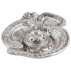 Kridaykraft Om Shaped Metal Silver Plated Incense Stick Holder (Agarbati Stand)