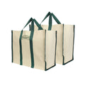 Double R Bags Women’s Eco-Friendly Cotton Canvas Shopper Tote Bag | Big Reusable Jhola Bag for Grocery, Milk, Fruits, Vegetables with Reinforced Handles | 43x21x35 cm, 1 Compartment (Green, Pack of 2)