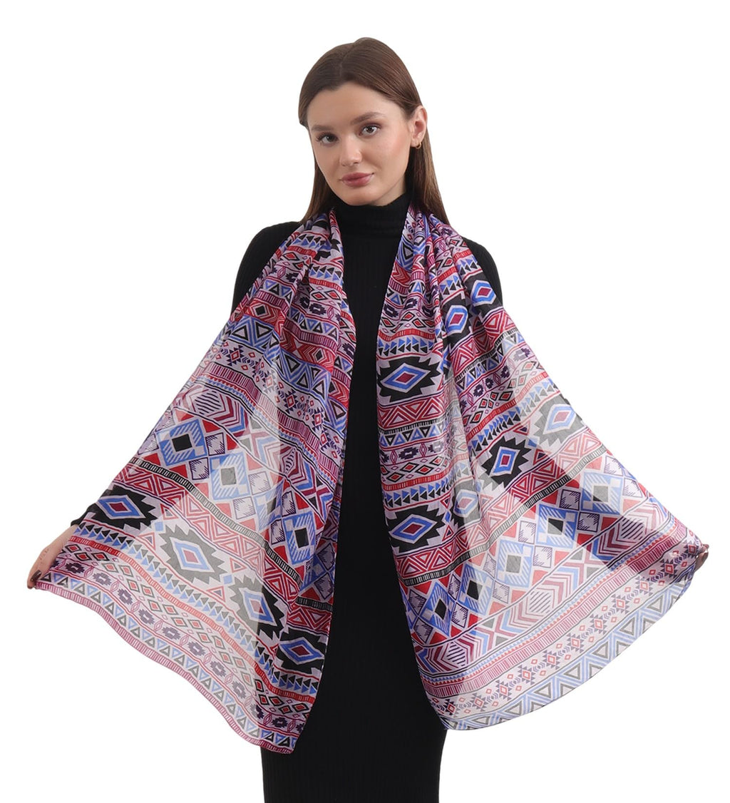 EH 100% Pure Mulberry Silk Scarf for Women, head scarf, neck scarf, hair scarf, digital printed long (22 X 72) (MC 4)