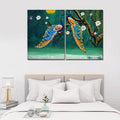 VIBECRAFTS 2 Pieces Beautiful Bird Couple In Forest Canvas Wall Painting Fitted With Wooden Frame For Home | Office | Living Room | Gifts(PTVC2Pcs1_17507)