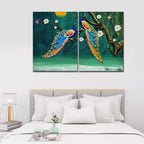 VIBECRAFTS 2 Pieces Beautiful Bird Couple In Forest Canvas Wall Painting Fitted With Wooden Frame For Home | Office | Living Room | Gifts(PTVC2Pcs1_17507)
